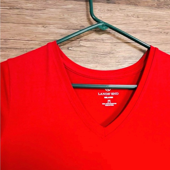 Lands' End Vivid Red Women's Short Sleeve Tee - Picture 3 of 5